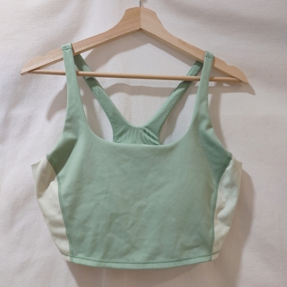 All in Motion Longline Cropped Tank Sport Bra Light‎ Medium Support Mint Green L - Picture 1 of 5